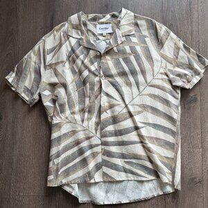 Corridor Palm Tree Leaf Linen/Cotton Button Down - Men's XL